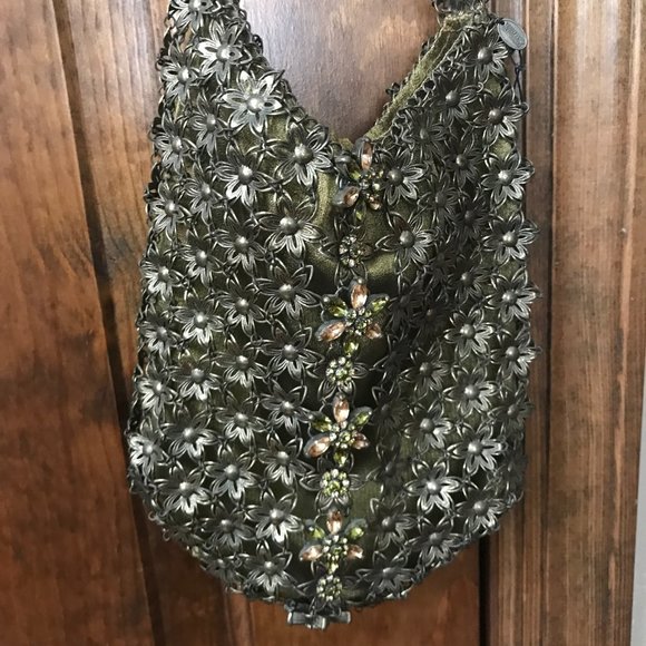 NWOT Kenny Ma Designs, Metal Mesh Evening Shoulder Bag & Matching Purse Hanger - Picture 8 of 8